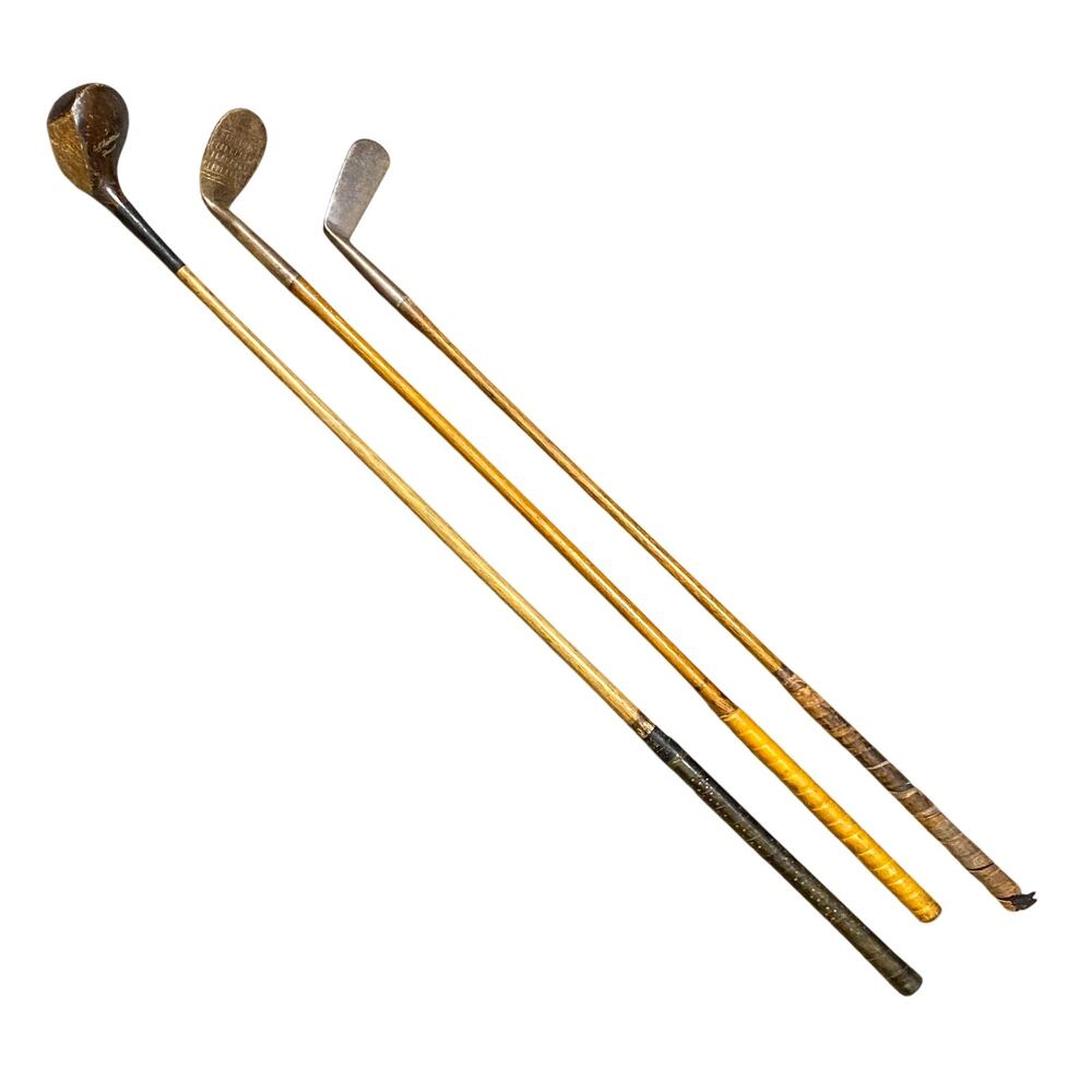 Vintage Lot 3 Hickory Wood Shaft Golf Clubs CC Chattell G D Whittridge Special